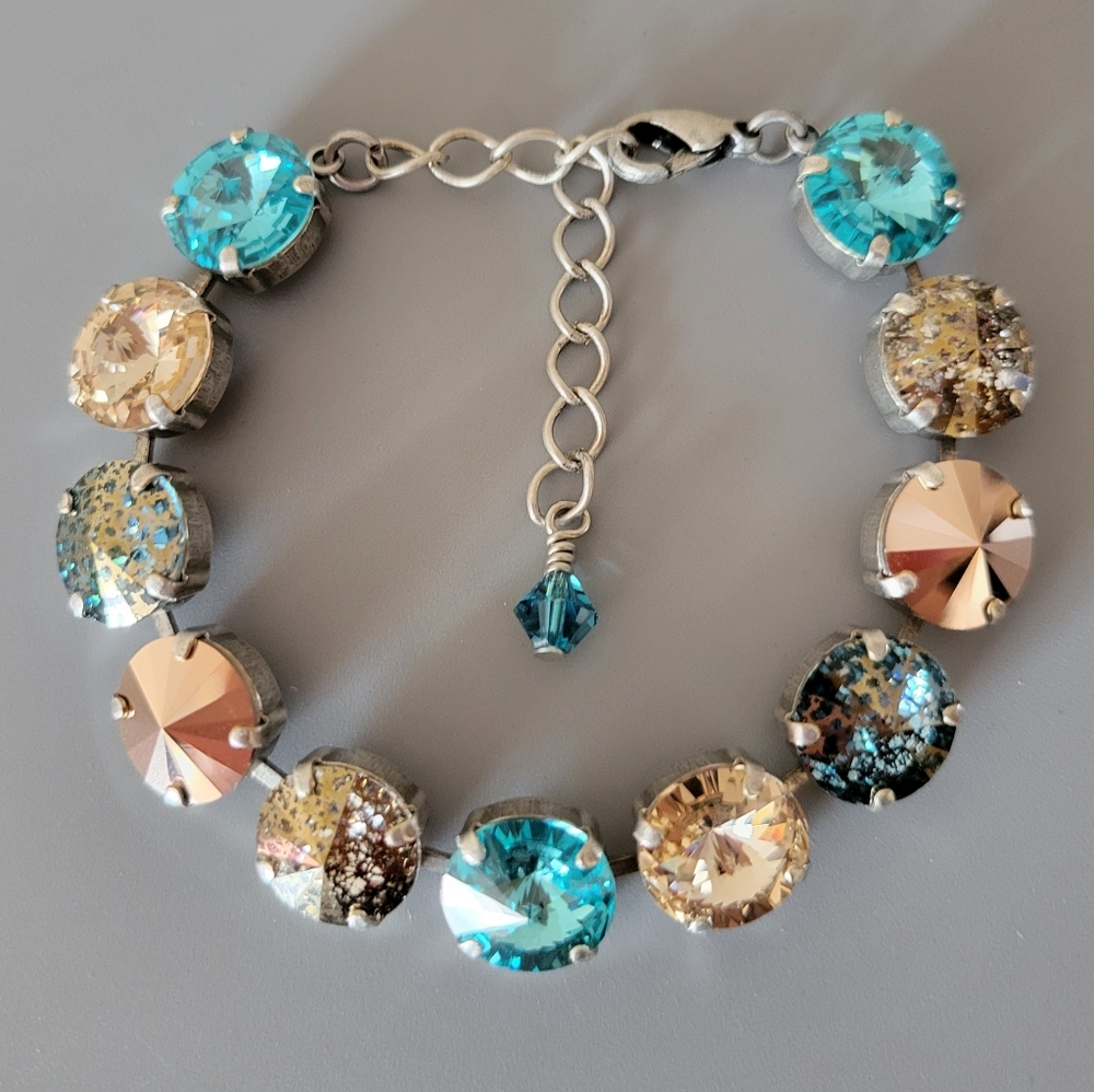 Austrian Crystal Tennis Bracelet in Antique Silver - Picture 5 of 10